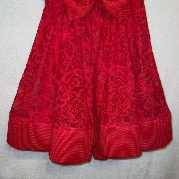 Bardot Red Lace Kids Formal Dress - Picture 4 of 6